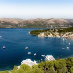 Aerial view of a Croatian island surrounded by turquoise Adriatic waters